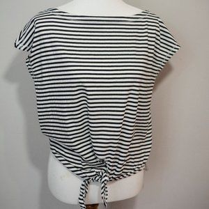 Max Studio Womens Size Small Tie Stripe Top Black
